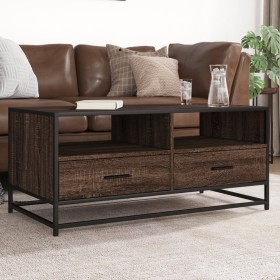 Mesa de centro madera ingeniería metal roble marrón 100x50x45cm de , Mesas de centro - Ref: Foro24-848788, Precio: 103,79 €, ...