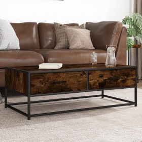Mesa de centro madera ingeniería metal roble humo 100x50x35 cm de , Mesas de centro - Ref: Foro24-848781, Precio: 65,23 €, De...