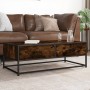 Mesa de centro madera ingeniería metal roble humo 100x50x35 cm de , Mesas de centro - Ref: Foro24-848781, Precio: 65,23 €, De...