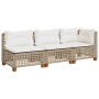 Sofá de jardín de 3 plazas con cojines ratán sintético beige de , Sofás de exterior - Ref: Foro24-365943, Precio: 248,86 €, D...
