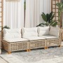 Sofá de jardín de 3 plazas con cojines ratán sintético beige de , Sofás de exterior - Ref: Foro24-365943, Precio: 248,86 €, D...