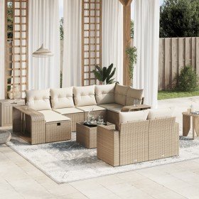 Set de sofás de jardín 11pzas con cojines ratán sintético beige en Conjuntos de jardín | Comprar online en Foru.es
