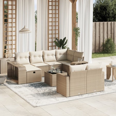 Set de sofás de jardín 11pzas con cojines ratán sintético beige en Conjuntos de jardín | Comprar online en Foru.es