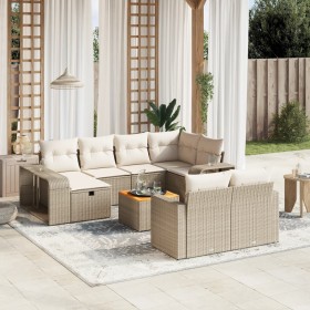 Set de sofás de jardín 11pzas con cojines ratán sintético beige en Conjuntos de jardín | Comprar online en Foru.es