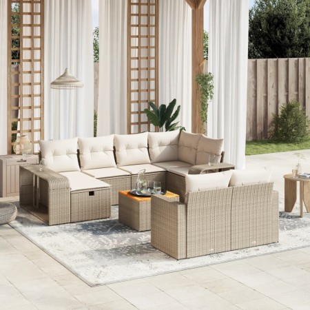 Set de sofás de jardín 11pzas con cojines ratán sintético beige en Conjuntos de jardín | Comprar online en Foru.es
