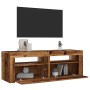Mueble TV luces LED madera ingeniería envejecida 120x35x40 cm de , Muebles TV - Ref: Foro24-856319, Precio: 102,78 €, Descuen...