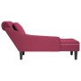 Tumbona con almohada y reposabrazo derecho terciopelo rojo vino de , Divanes - Ref: Foro24-4009776, Precio: 187,47 €, Descuen...