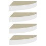 Estante esquina de pared 4 uds MDF roble y blanco 25x25x3,8 cm en Estanterías | Comprar online en Foru.es