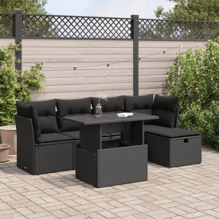 Set de sofás de jardín 6 piezas y cojines ratán sintético negro de , Conjuntos de jardín - Ref: Foro24-3326136, Precio: 426,8...