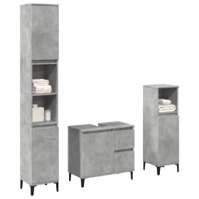 Set muebles de baño 2 piezas madera contrachapada gris hormigón de , Muebles de baño - Ref: Foro24-3324946, Precio: 177,36 €,...