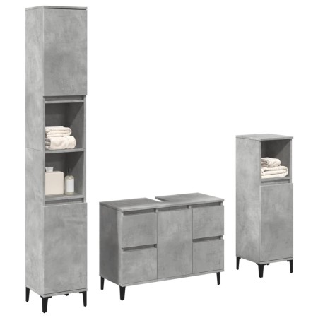 Set muebles de baño 2 piezas madera contrachapada gris hormigón de , Muebles de baño - Ref: Foro24-3324950, Precio: 211,23 €,...