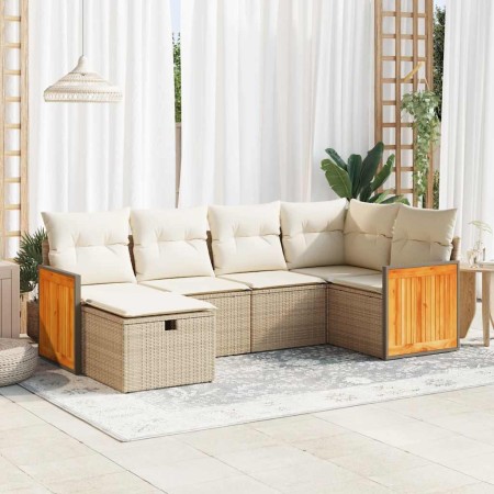 Juego de sofás jardín con cojines 6 pzas ratán sintético beige de , Conjuntos de jardín - Ref: Foro24-3326027, Precio: 458,19...