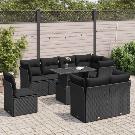 Set de sofás de jardín con cojines 9 pzas ratán sintético negro de , Conjuntos de jardín - Ref: Foro24-3326176, Precio: 651,2...