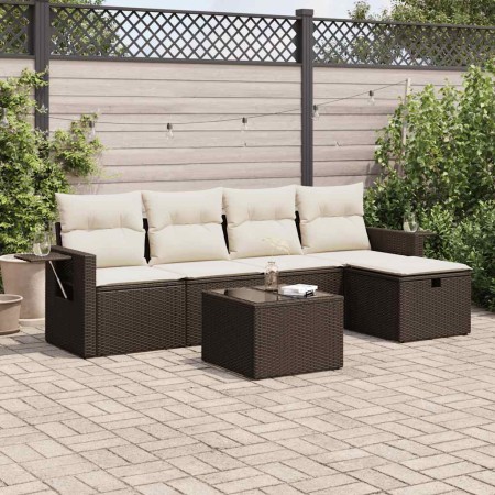 Set sofás de jardín 6 piezas y cojines ratán sintético marrón de , Conjuntos de jardín - Ref: Foro24-3325479, Precio: 378,33 ...