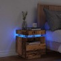Mesita de noche con luces LED madera envejecida 40x39x48,5 cm de , Mesitas de noche - Ref: Foro24-857658, Precio: 72,99 €, De...