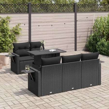 Set de sofás de jardín 6 piezas y cojines ratán sintético negro de , Conjuntos de jardín - Ref: Foro24-3326406, Precio: 518,6...
