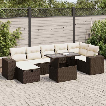 Set comedor de jardín 5 piezas y cojines ratán sintético marrón de , Conjuntos de jardín - Ref: Foro24-3327953, Precio: 563,6...