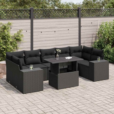 Set de sofás de jardín y cojines 8 piezas ratán sintético negro de , Conjuntos de jardín - Ref: Foro24-3326756, Precio: 589,1...