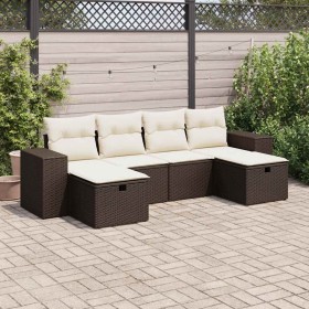 Set sofás de jardín 6 piezas y cojines ratán sintético marrón de , Conjuntos de jardín - Ref: Foro24-3325729, Precio: 387,93 ...