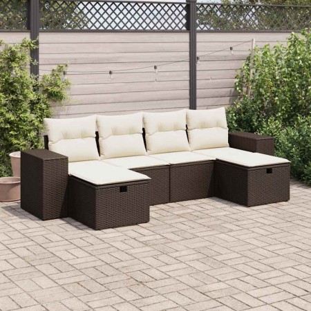 Set sofás de jardín 6 piezas y cojines ratán sintético marrón de , Conjuntos de jardín - Ref: Foro24-3325729, Precio: 387,93 ...