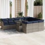 Set sofás jardín y cojines 11 pzas ratán sintético acacia gris de , Conjuntos de jardín - Ref: Foro24-3326232, Precio: 926,46...