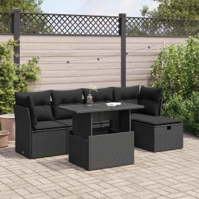 Set de sofás de jardín 6 piezas y cojines ratán sintético negro de , Conjuntos de jardín - Ref: Foro24-3327765, Precio: 427,3...