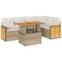 Set sofás jardín y cojines 6 pzas ratán sintético acacia beige de , Conjuntos de jardín - Ref: Foro24-3327712, Precio: 498,57...