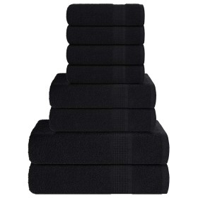 Juego de toallas 8 piezas 100% algodón negro 360 gsm de , Toallas de baño y manoplas - Ref: Foro24-137073, Precio: 46,61 €, D...