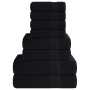 Juego de toallas 8 piezas 100% algodón negro 360 gsm de , Toallas de baño y manoplas - Ref: Foro24-137073, Precio: 46,61 €, D...