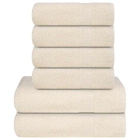Juego de toallas 6 piezas 100% algodón crema 360 gsm de , Toallas de baño y manoplas - Ref: Foro24-137092, Precio: 36,54 €, D...