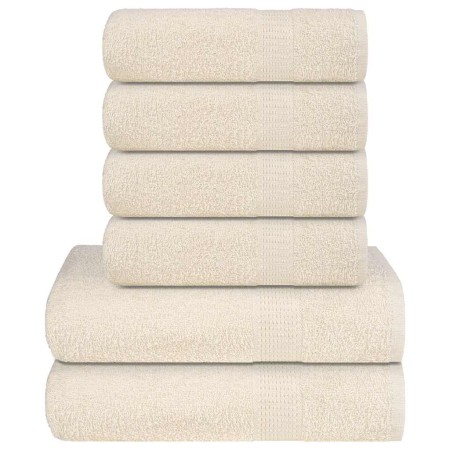 Juego de toallas 6 piezas 100% algodón crema 360 gsm de , Toallas de baño y manoplas - Ref: Foro24-137092, Precio: 36,54 €, D...