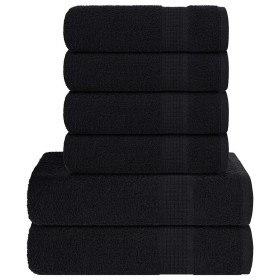 Juego de toallas 6 piezas 100% algodón negro 360 gsm de , Toallas de baño y manoplas - Ref: Foro24-137090, Precio: 44,26 €, D...