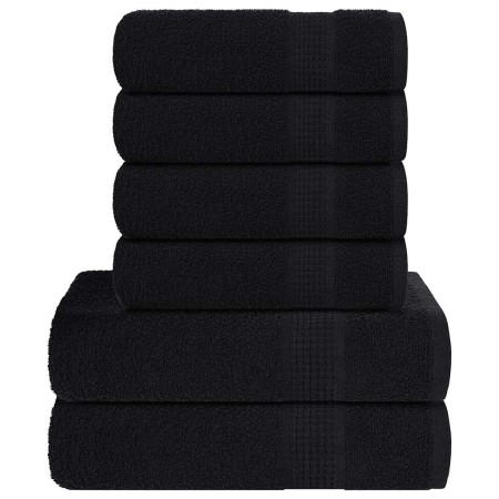 Juego de toallas 6 piezas 100% algodón negro 360 gsm de , Toallas de baño y manoplas - Ref: Foro24-137090, Precio: 44,26 €, D...