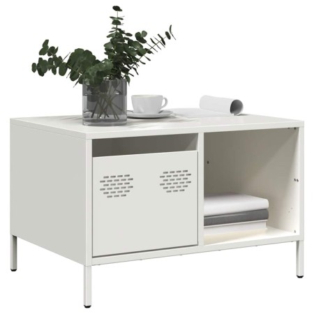 Mesa de centro acero laminado en frío blanco 68,5x50x43,5 cm de , Mesas de centro - Ref: Foro24-851285, Precio: 71,77 €, Desc...