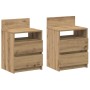 Mesillas de noche 2 uds con 2 cajones roble artesano 40x33x60cm de , Mesitas de noche - Ref: Foro24-858577, Precio: 91,83 €, ...