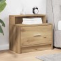 Mesilla de noche con cajón roble artesanal 51x31x47 cm de , Mesitas de noche - Ref: Foro24-858684, Precio: 44,06 €, Descuento: %