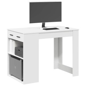 Escritorio con cajón y estante madera contrachapada blanco de , Mesas de cocina y de comedor - Ref: Foro24-858686, Precio: 95...