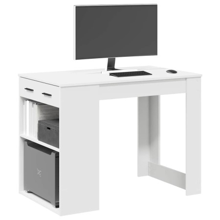 Escritorio con cajón y estante madera contrachapada blanco de , Mesas de cocina y de comedor - Ref: Foro24-858686, Precio: 95...