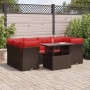 Juego Sofá Jardín 7 Piezas con Cojines Marrón Poli Ratán Acacia de , Conjuntos de jardín - Ref: Foro24-3326115, Precio: 590,5...