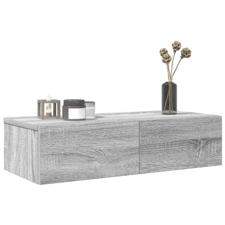 Estante de pared con cajones madera contrachapada roble ahumado de , Estantes y estanterías - Ref: Foro24-859973, Precio: 43,...