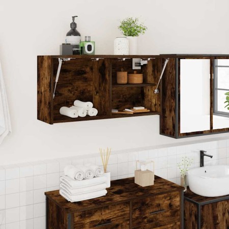 Mueble de pared baño madera ingeniería roble ahumado 80x25x40cm de , Tocadores de baño - Ref: Foro24-860089, Precio: 61,08 €,...