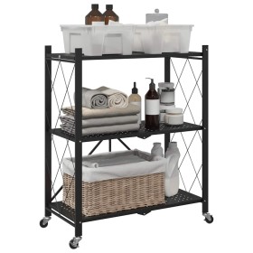 Estantería de almacenaje con ruedas de acero negro 71x34x88 cm de , Carretillas de carga - Ref: Foro24-4012385, Precio: 60,09...