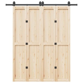 Kit de herrajes para puertas correderas acero negro 200 cm de , Artículos para puertas - Ref: Foro24-4009741, Precio: 85,79 €...