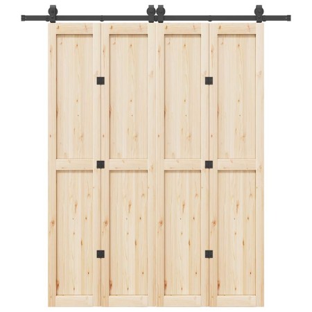 Kit de herrajes para puertas correderas acero negro 200 cm de , Artículos para puertas - Ref: Foro24-4009741, Precio: 85,79 €...