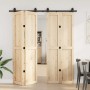 Kit de herrajes para puertas correderas acero negro 200 cm de , Artículos para puertas - Ref: Foro24-4009741, Precio: 85,79 €...