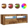 Mesitas de noche con luces LED 2 uds madera vieja 60x35x40 cm de , Mesitas de noche - Ref: Foro24-3329161, Precio: 76,54 €, D...