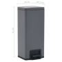 Cubo basura con pedal antihuellas 30L gris acero inoxidable de vidaXL, Cubos de la basura y papeleras - Ref: Foro24-149572, P...