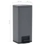 Cubo basura con pedal antihuellas 30L gris acero inoxidable de vidaXL, Cubos de la basura y papeleras - Ref: Foro24-149572, P...