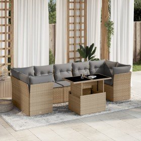 Set de sofás de jardín y cojines 8 piezas ratán sintético beige en Conjuntos de jardín | Comprar online en Foru.es