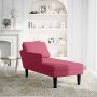 Tumbona con almohada y reposabrazo derecho terciopelo rojo vino de , Divanes - Ref: Foro24-4009811, Precio: 136,80 €, Descuen...